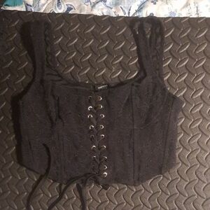 Black Lace-Up Women's Top